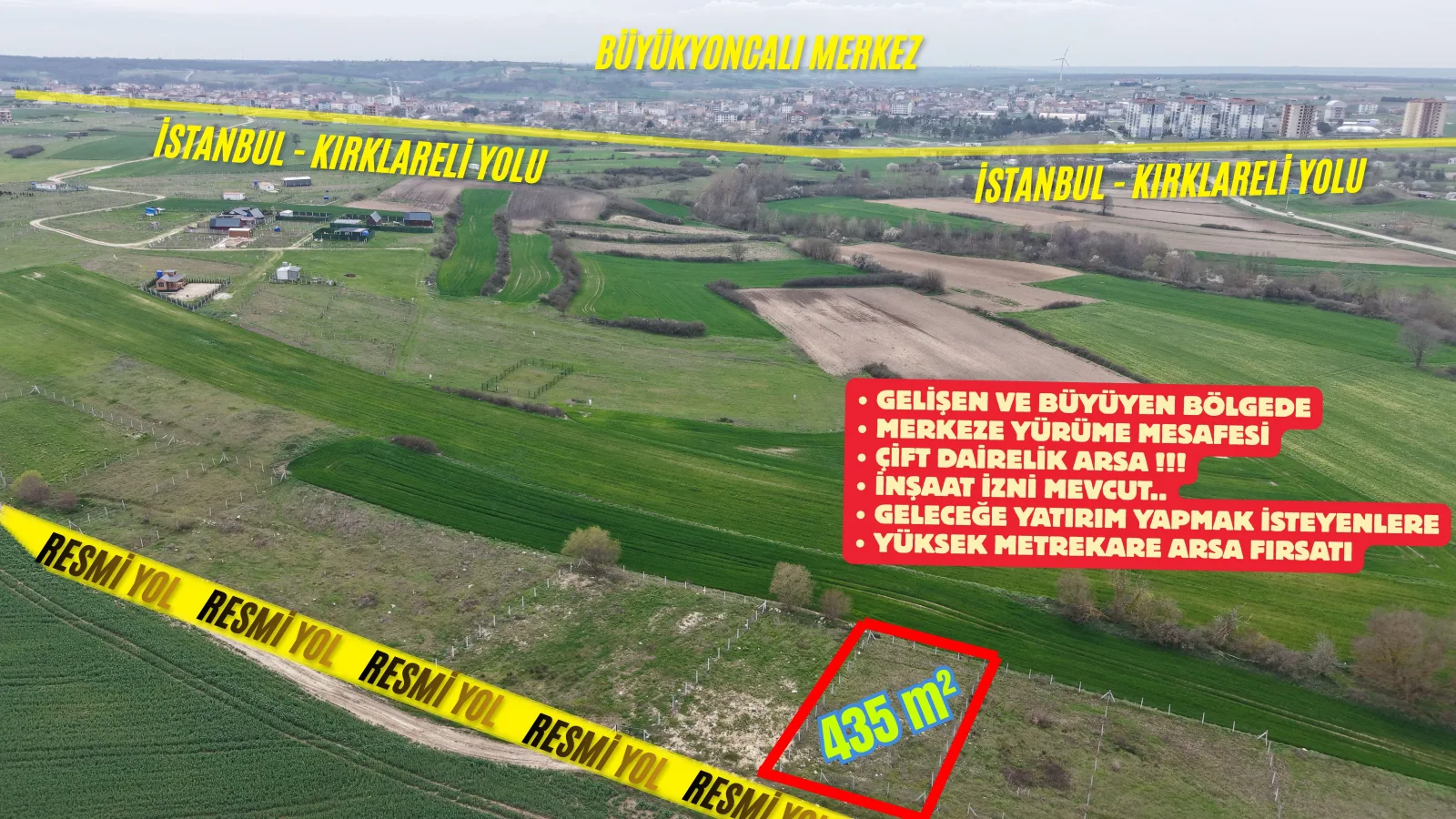 BÜYÜKYONCALI KASIMEREĞİ MEVKİİ 435m ÇİFT DAİRELİK ARSA
