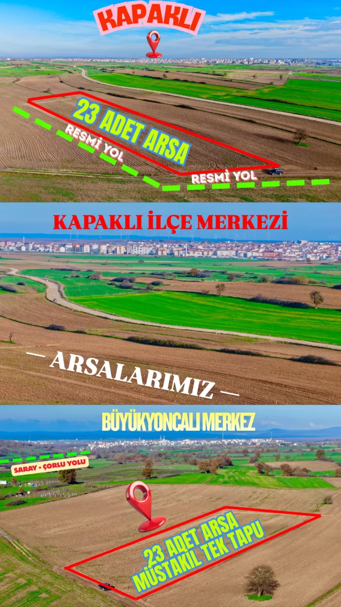 KAPAKLI SINIRI HİSSE FİYATINA SATILIK MÜSTAKİL ARSALAR